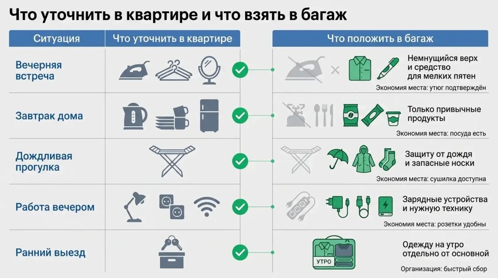 Что уточнить в квартире и что взять в багаж